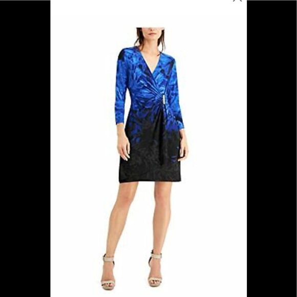 Calvin Klein Dresses & Skirts - Calvin Klein Long Sleeve Faux V-Neck Wrap Dress